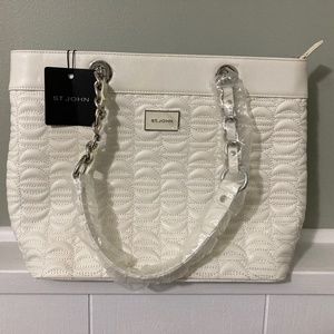 St John White Quilted shoulder bag